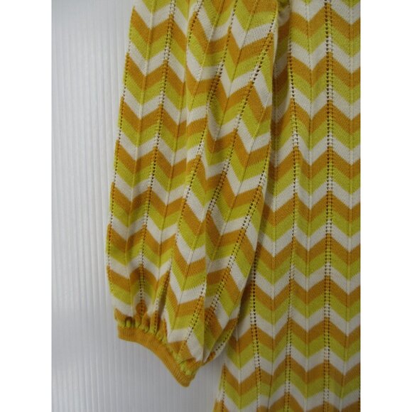 Alice Olivia Dress XS A-Line Mini Pullover Chevron Puff Sleeve - Picture 3 of 11